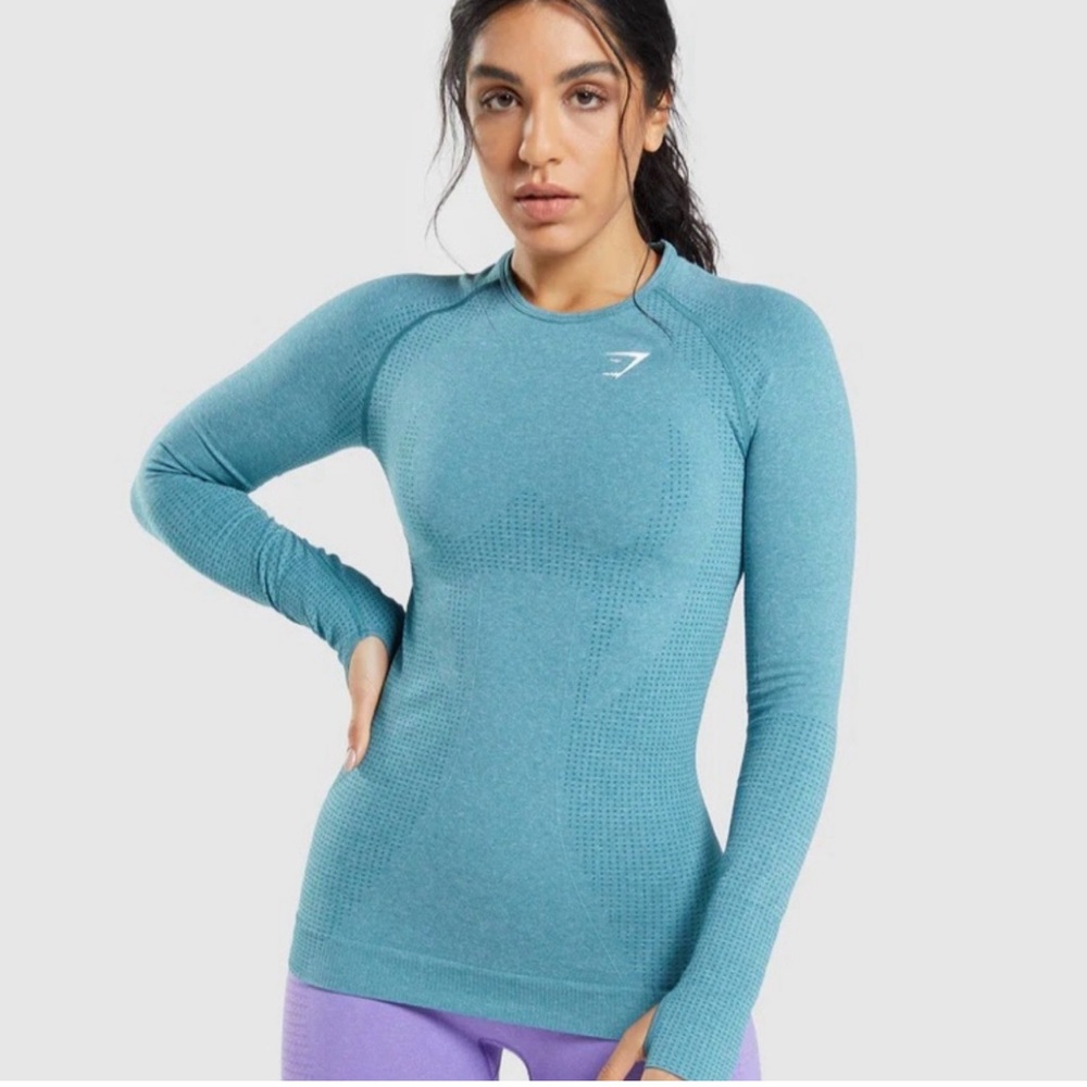 Gymshark Tahoe Teal Mark Seamless Top
